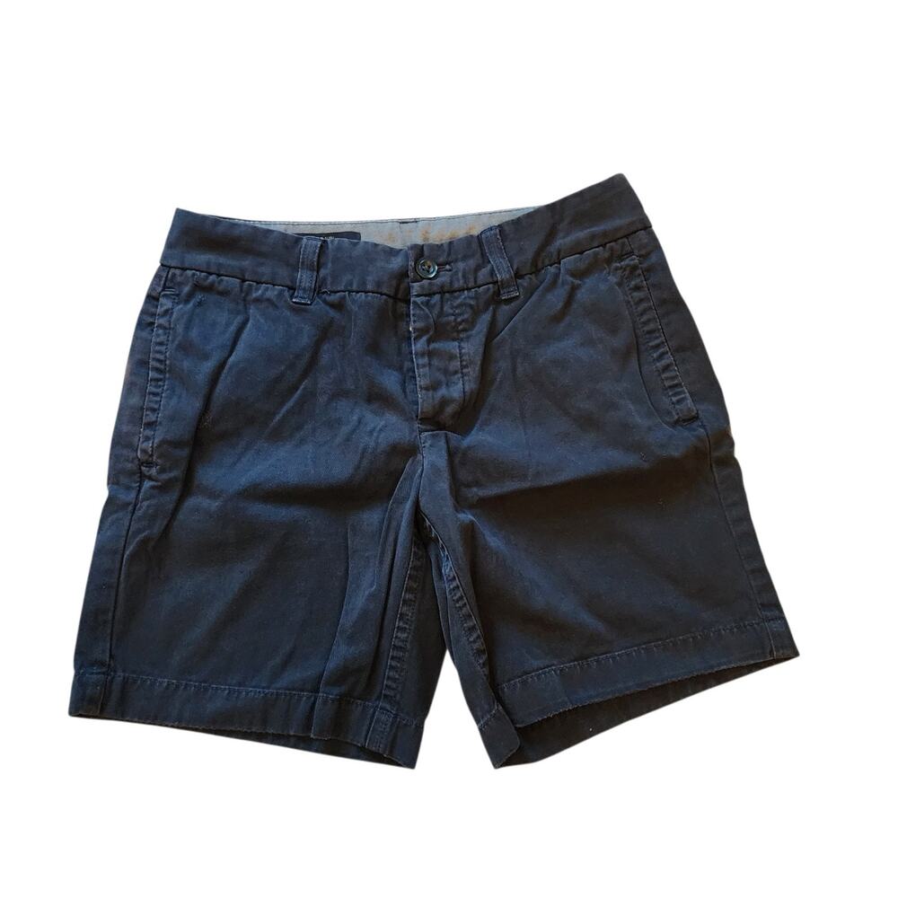 J Crew Broken In Boyfriend Womens Shorts Size 0 Blue Twill Mid Rise Button Fly
